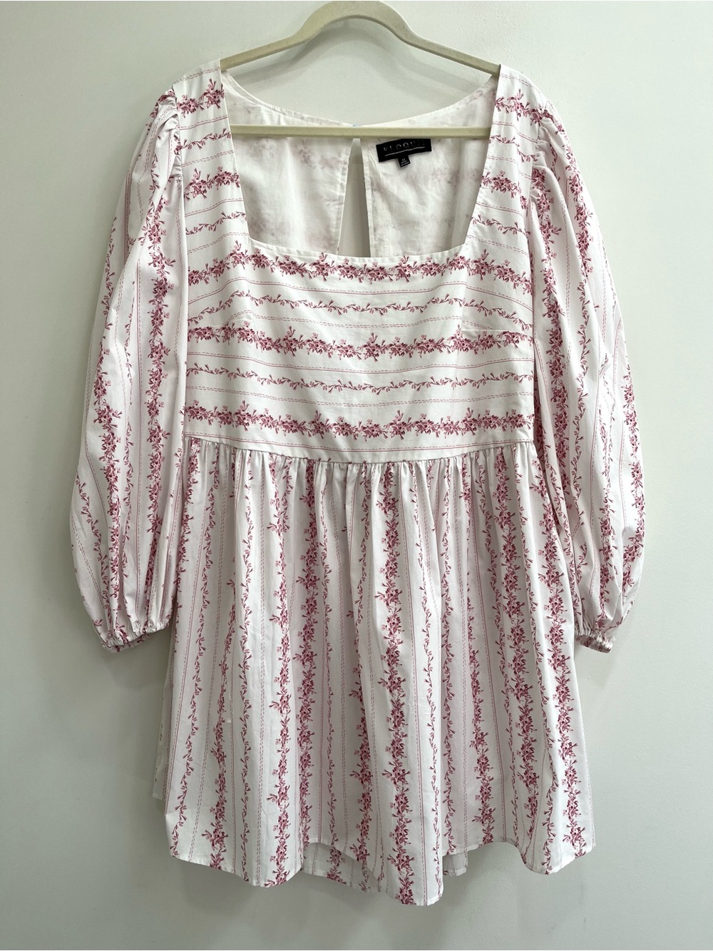 ELOQUII Tie Back Floral Mini Dress white pink girly feminine floral print 22 - Picture 5 of 15